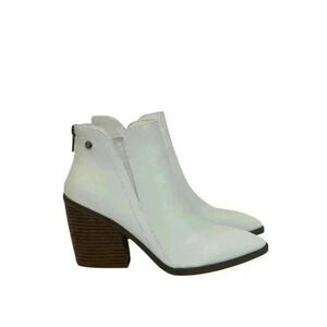 KAYLEEN / Cadi-55 / White / Leather / Ankle / Boots With Block Heel & Zip Closur